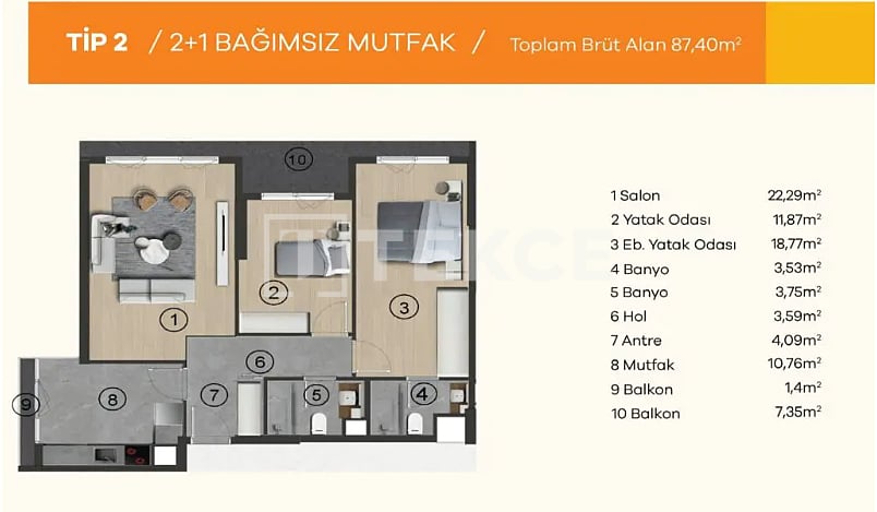 Апартаменты в Анкаре, Турция, 100 м² - фото 15