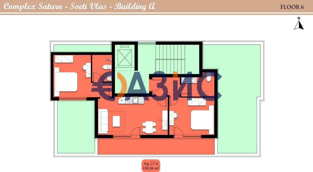 Апартаменты в Святом Власе, Болгария, 100.9 м² - фото 15