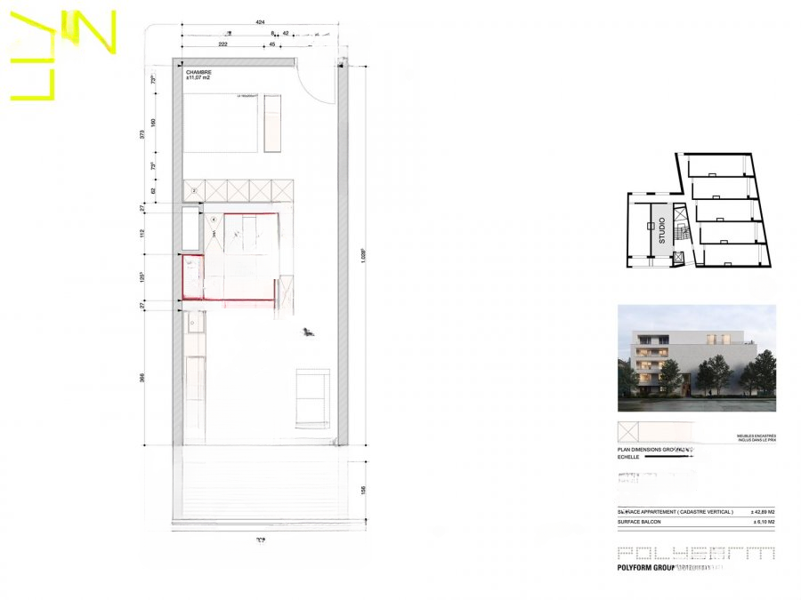 Квартира в Люксембурге, Люксембург, 46 м² - фото 7