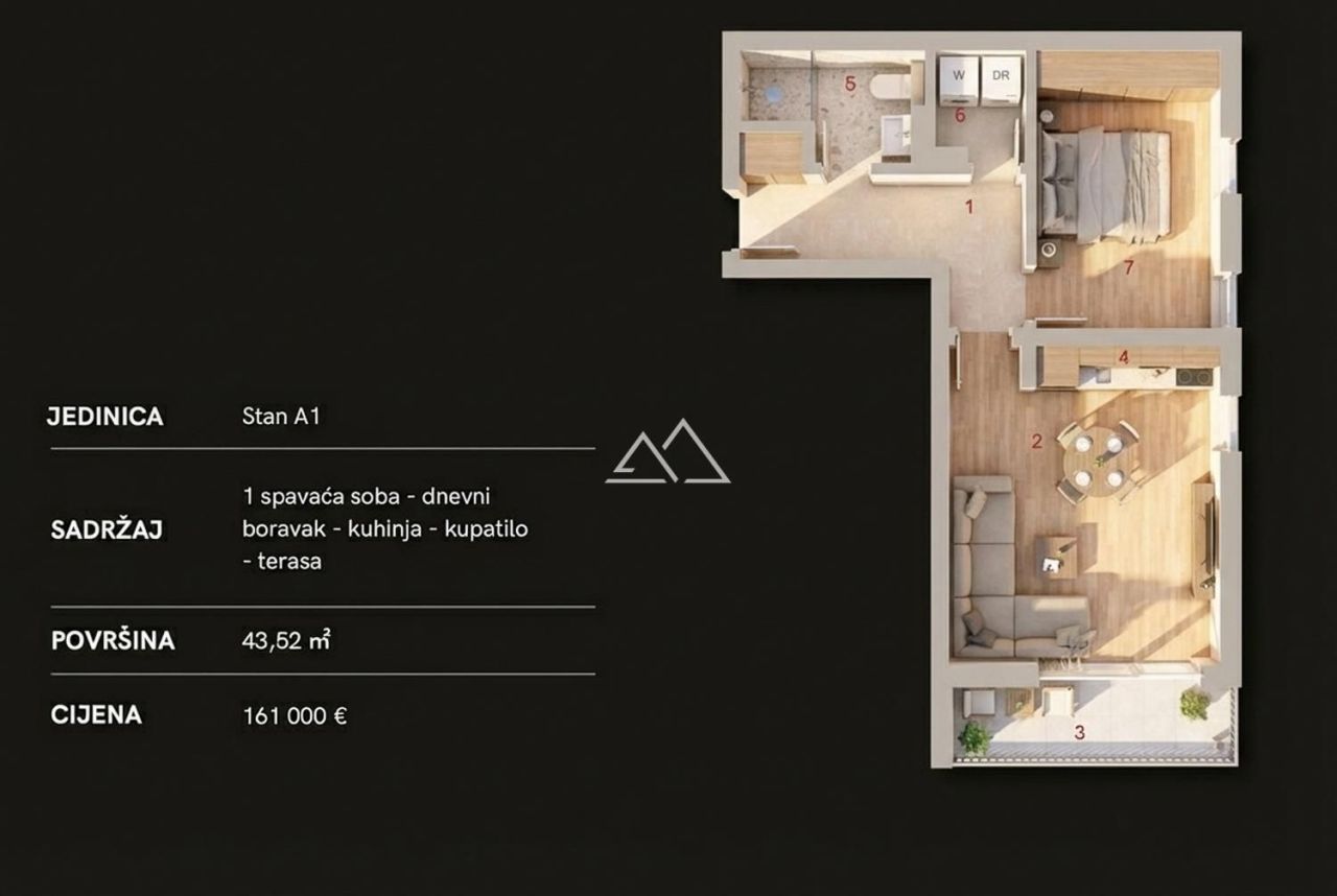 Апартаменты в Муо, Черногория, 43 м² - фото 6