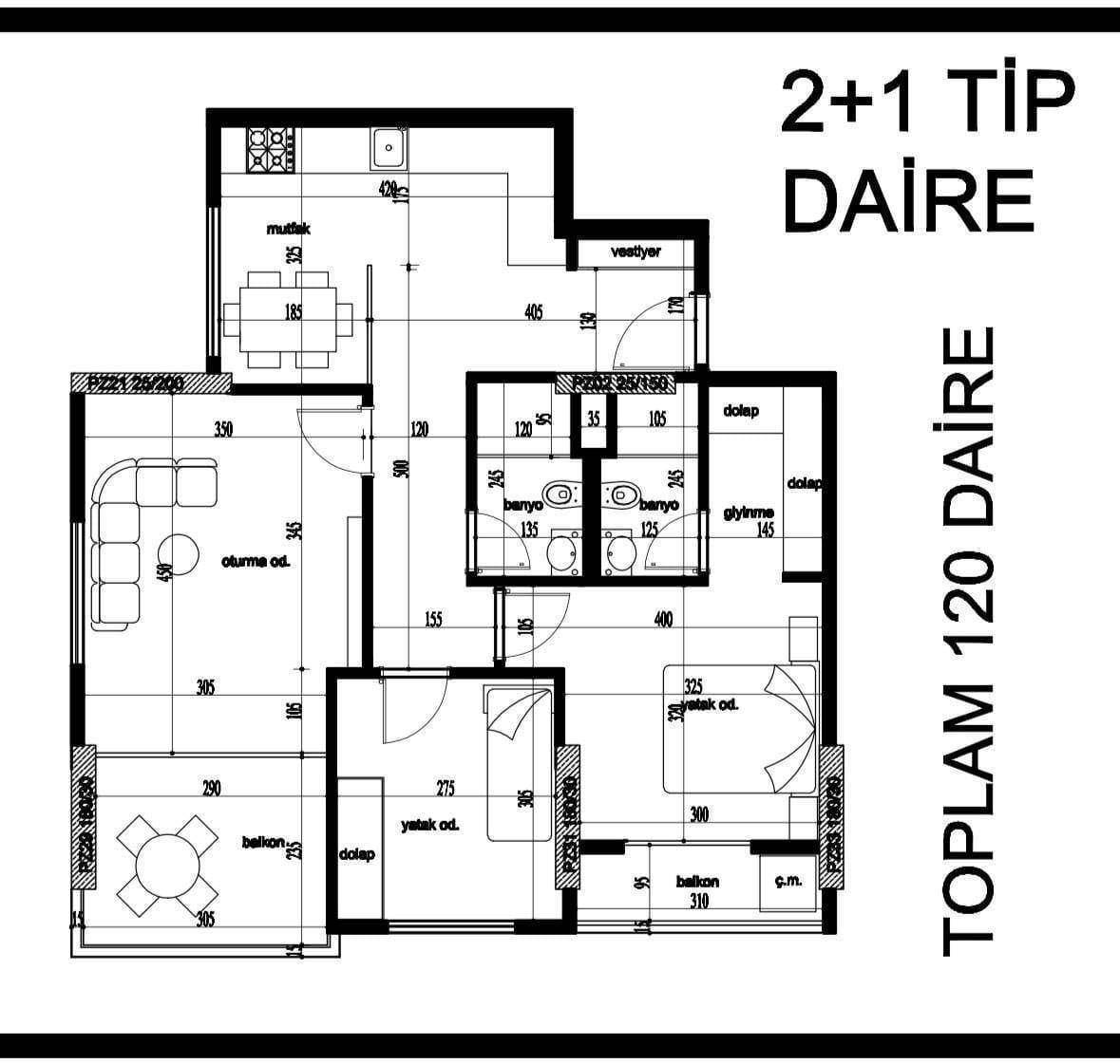 Квартира в Мерсине, Турция, 110 м² - фото 9