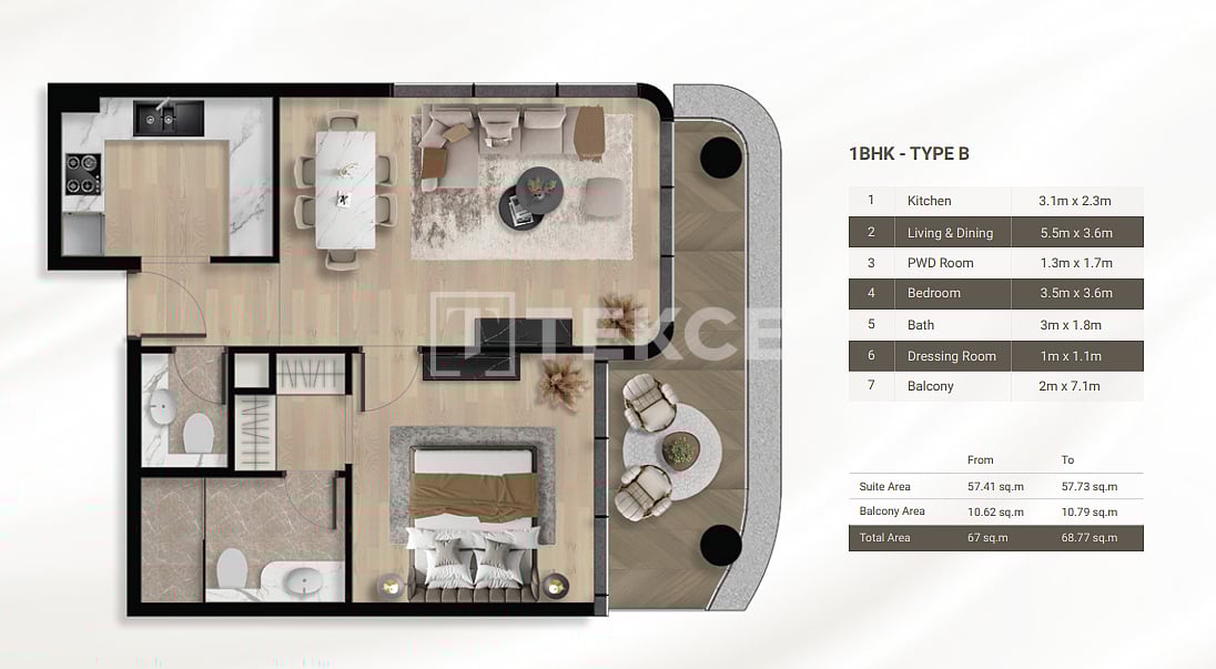 Апартаменты Аль-Фурджан, ОАЭ, 72 м² - фото 14