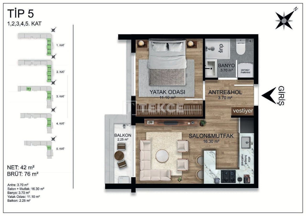 Апартаменты в Анталии, Турция, 82 м² - фото 15