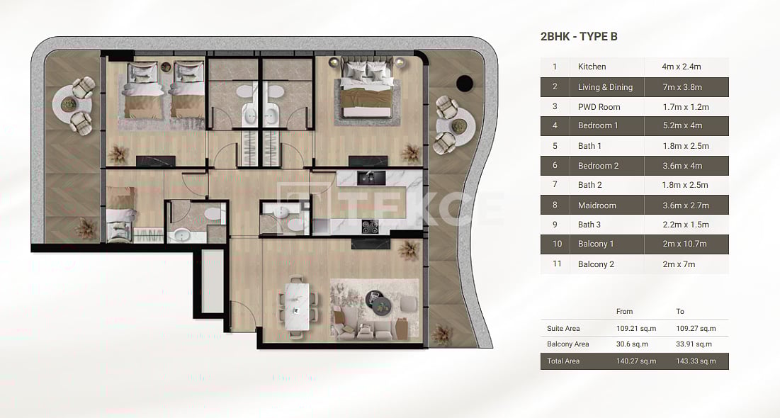 Апартаменты Аль-Фурджан, ОАЭ, 72 м² - фото 16