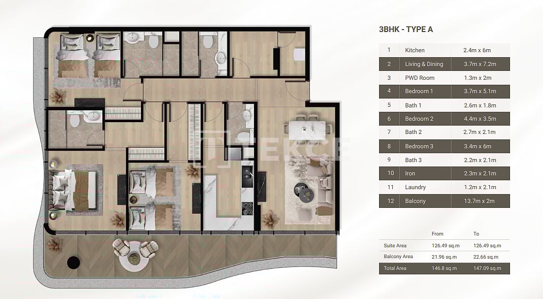 Апартаменты Аль-Фурджан, ОАЭ, 72 м² - фото 17