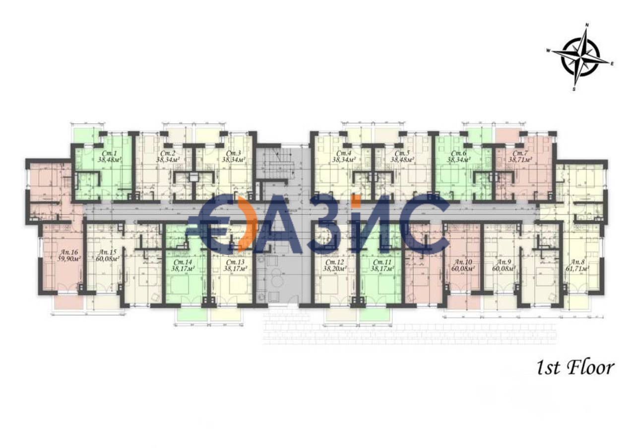 Апартаменты на Солнечном берегу, Болгария, 61.7 м² - фото 12