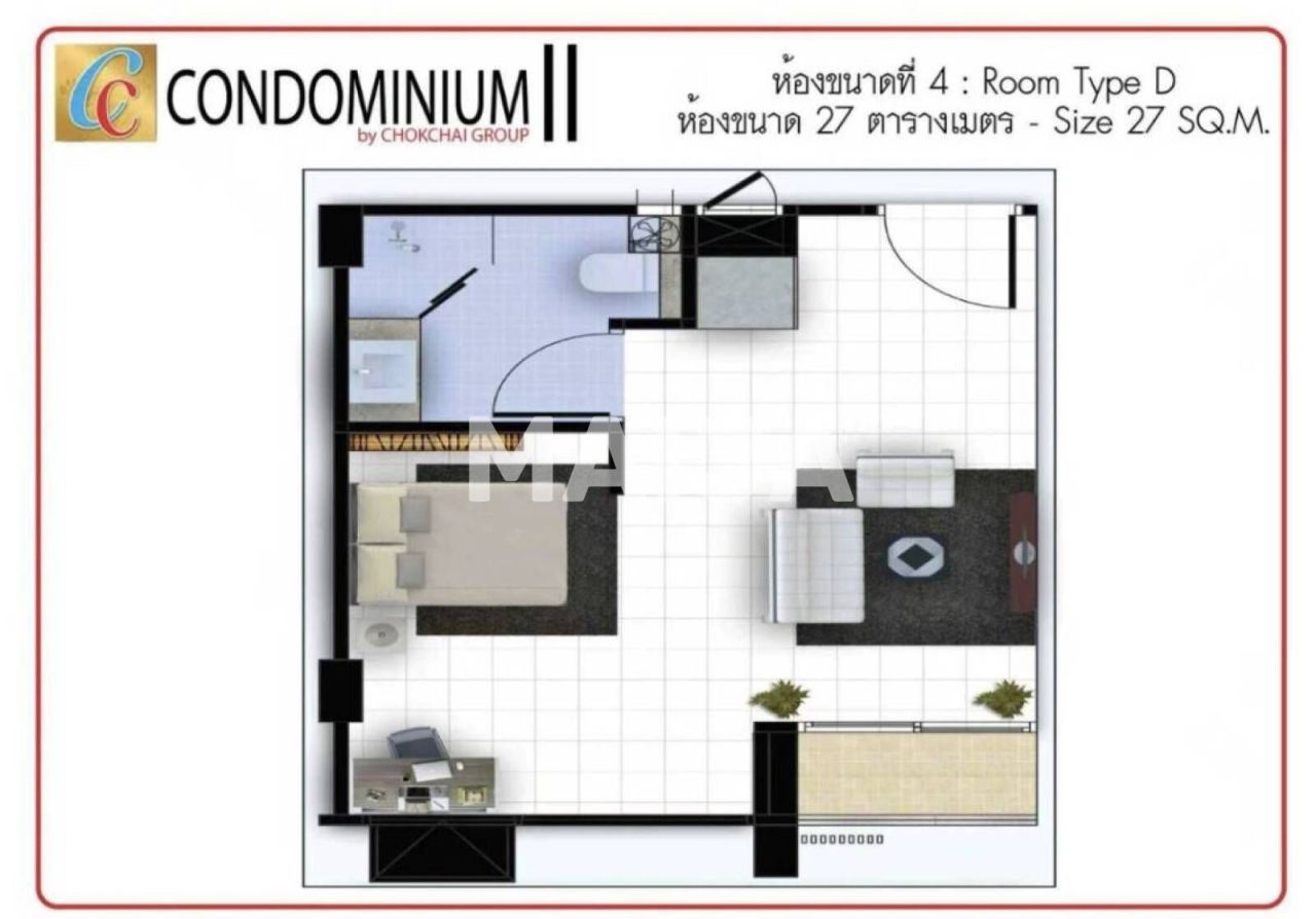 Апартаменты в Паттайе, Таиланд, 27.47 м² - фото 2