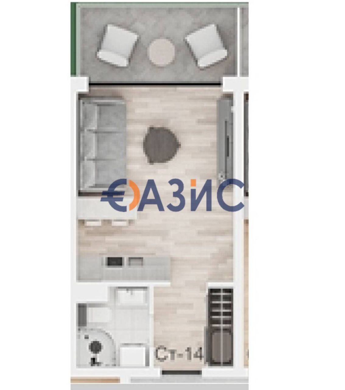 Апартаменты на Солнечном берегу, Болгария, 35.8 м² - фото 3