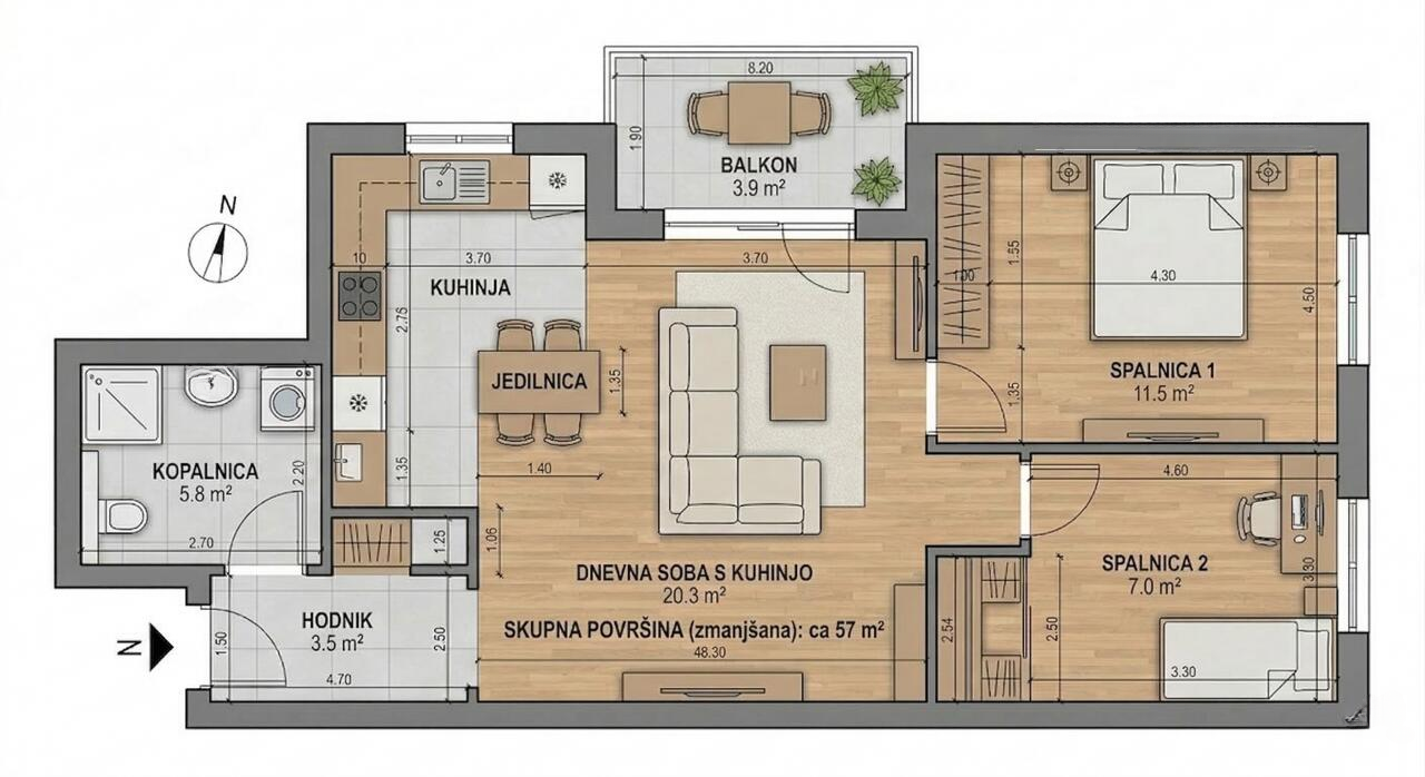 Квартира в Любляне, Словения, 57 м² - фото 1