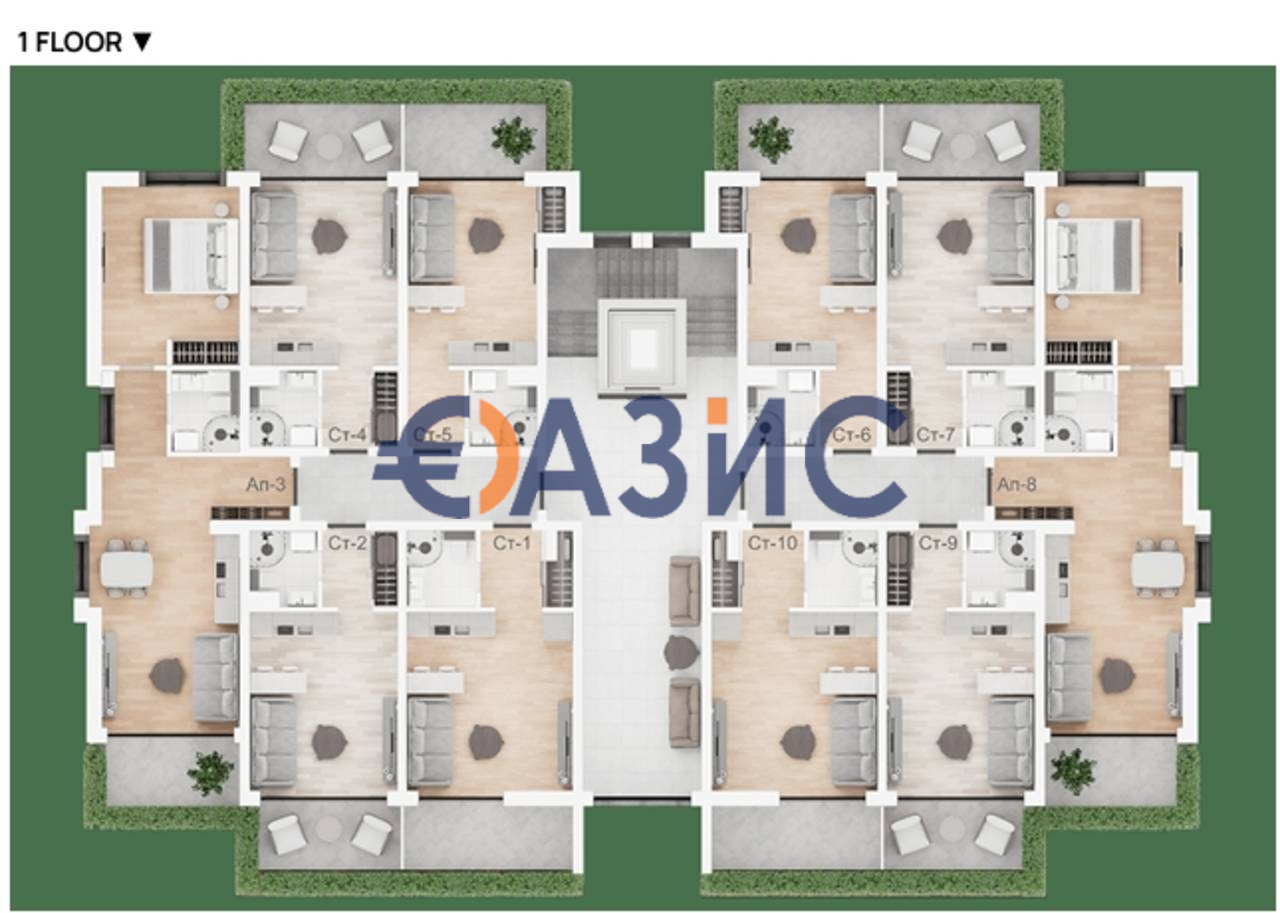 Апартаменты на Солнечном берегу, Болгария, 35.8 м² - фото 14