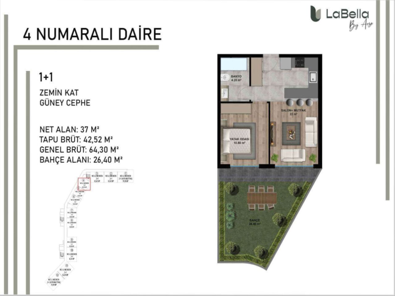 Квартира в Анталии, Турция, 37 м² - фото 8