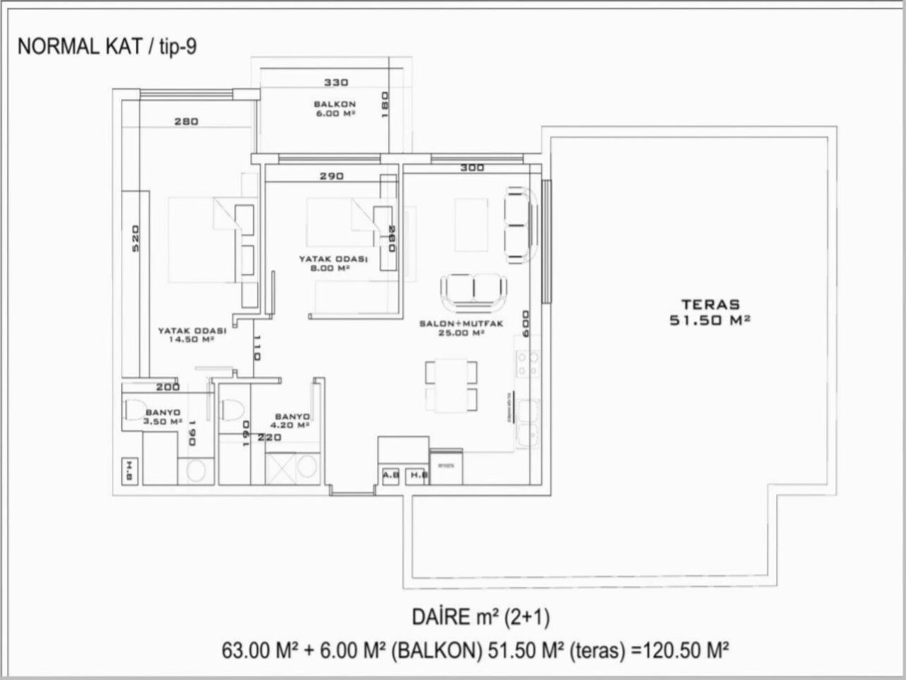 Квартира в Анталии, Турция, 68 м² - фото 9
