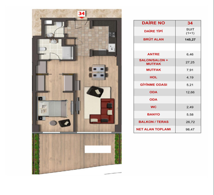 Квартира в Стамбуле, Турция, 109 м² - фото 9