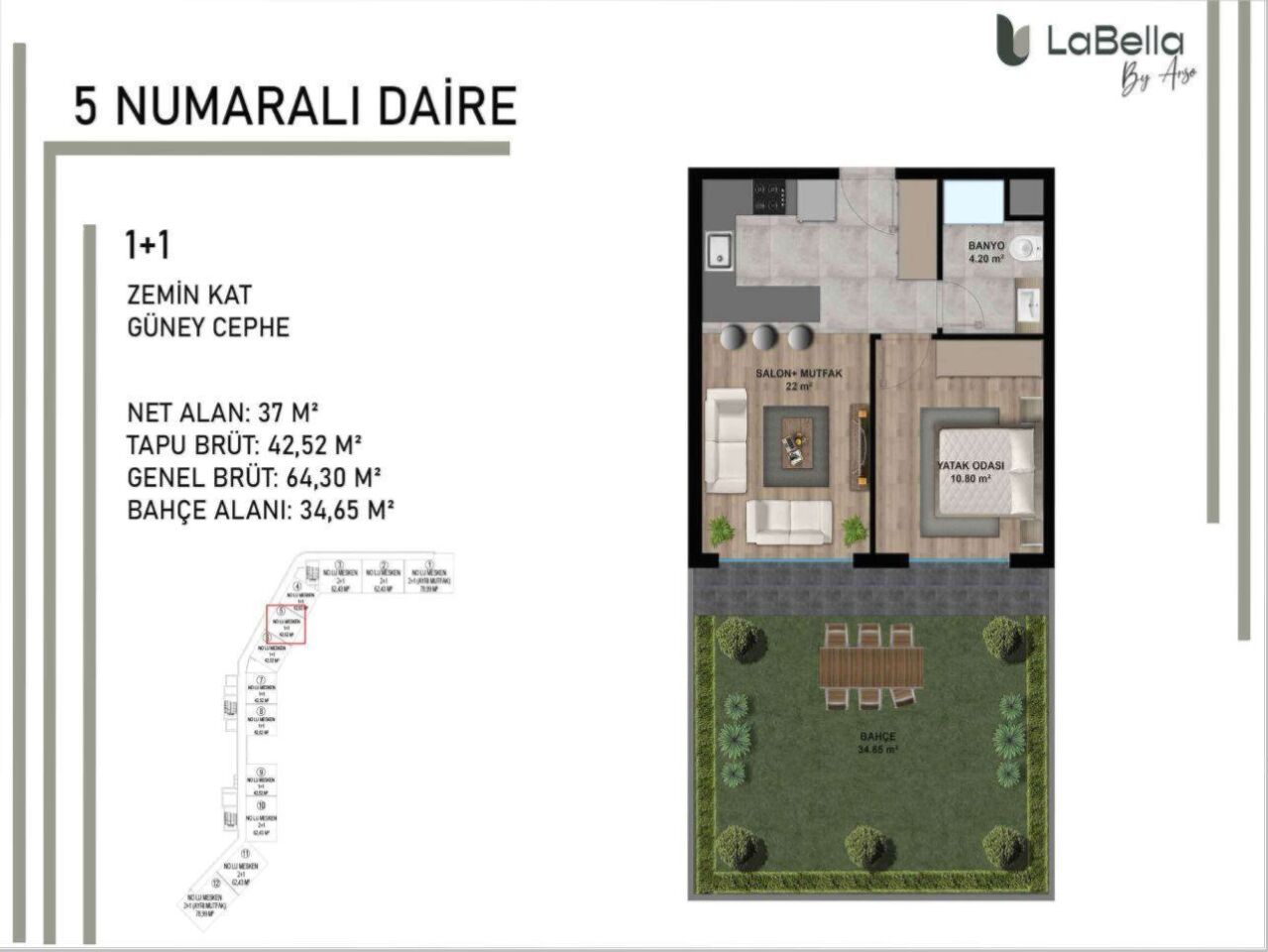Квартира в Анталии, Турция, 37 м² - фото 9