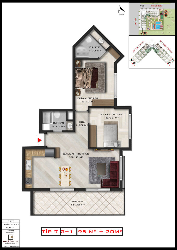 Квартира в Анталии, Турция, 56 м² - фото 16