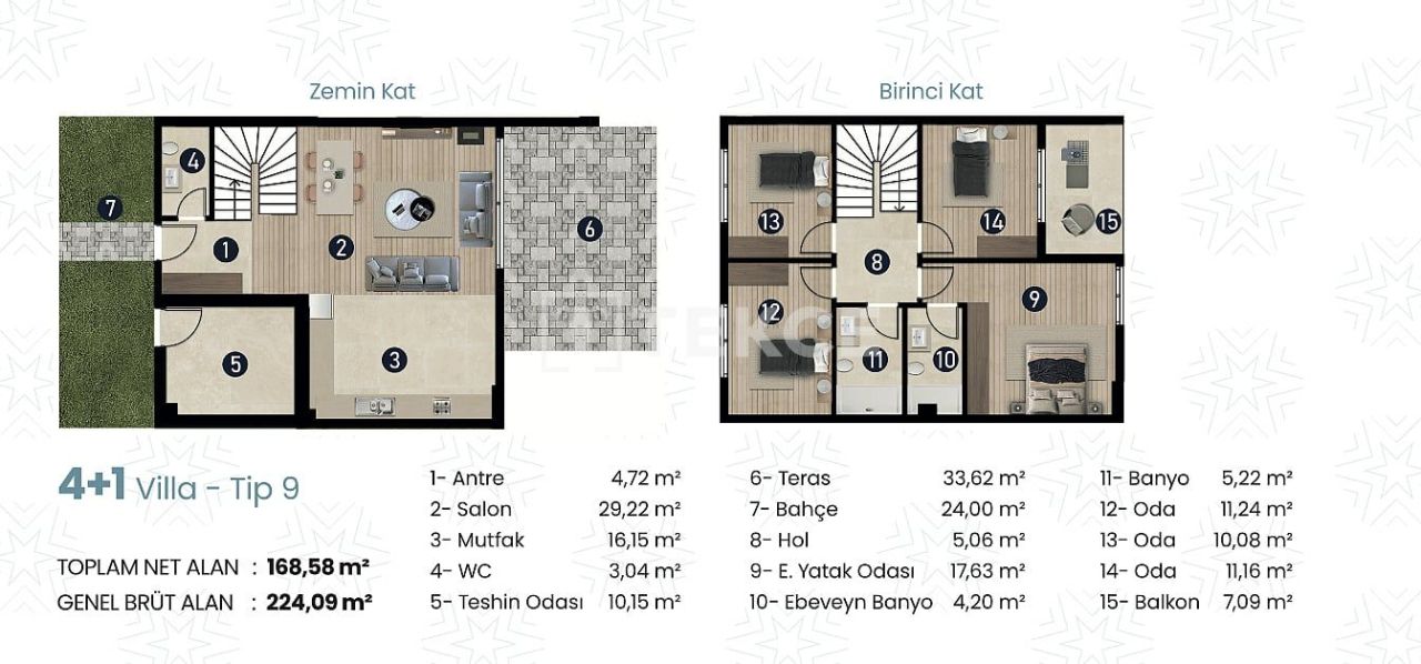 Вилла Каршияка, Турция, 200 м² - фото 13