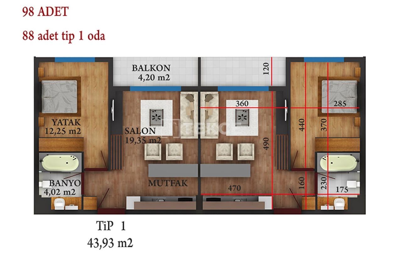 Апартаменты в Кушадасы, Турция, 60 м² - фото 14