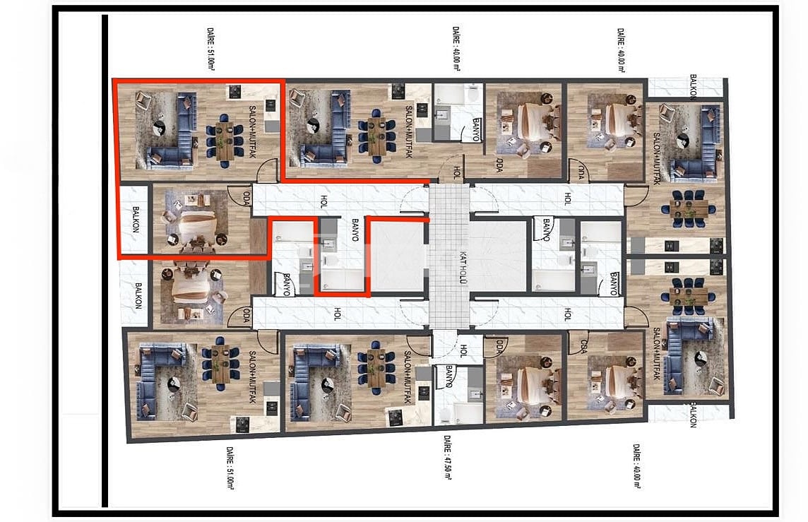 Апартаменты Каршияка, Турция, 51 м² - фото 16