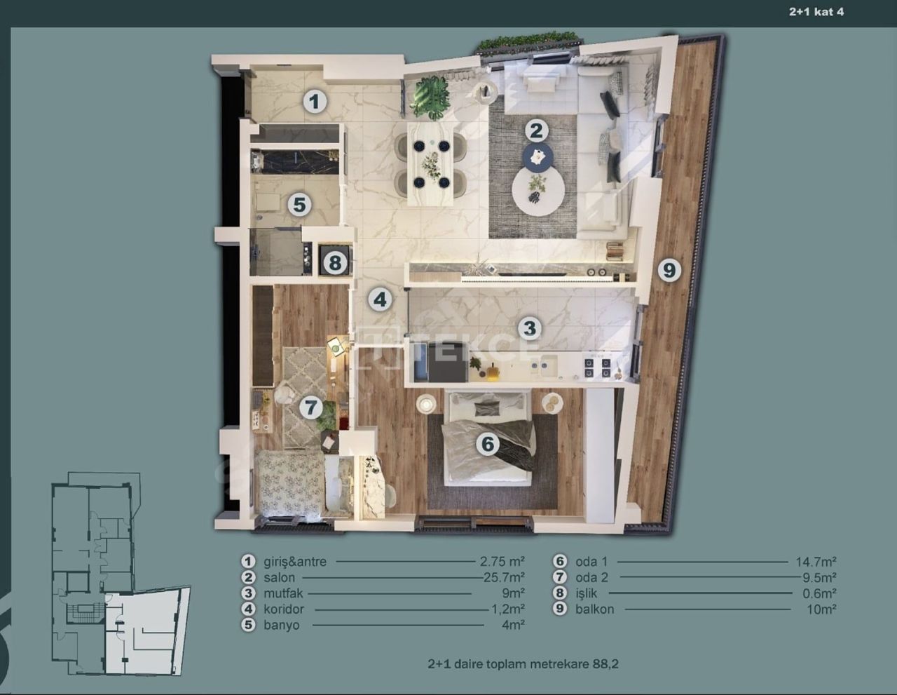 Апартаменты Каршияка, Турция, 101 м² - фото 18