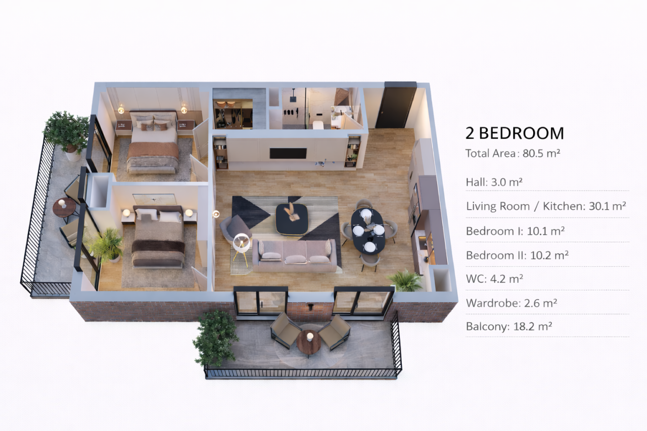 Апартаменты в Тбилиси, Грузия, 80.5 м² - фото 4