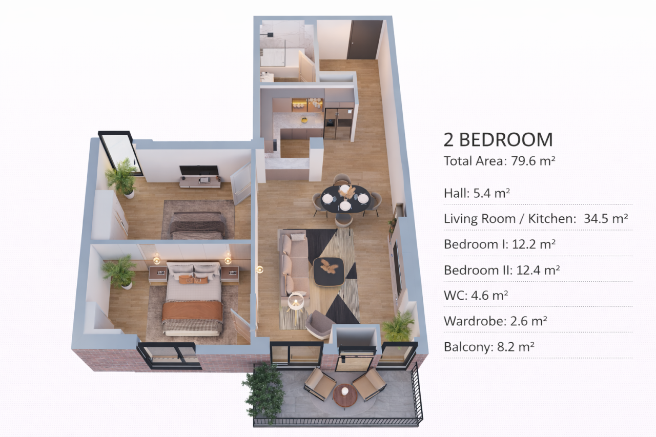 Апартаменты в Тбилиси, Грузия, 79.6 м² - фото 4