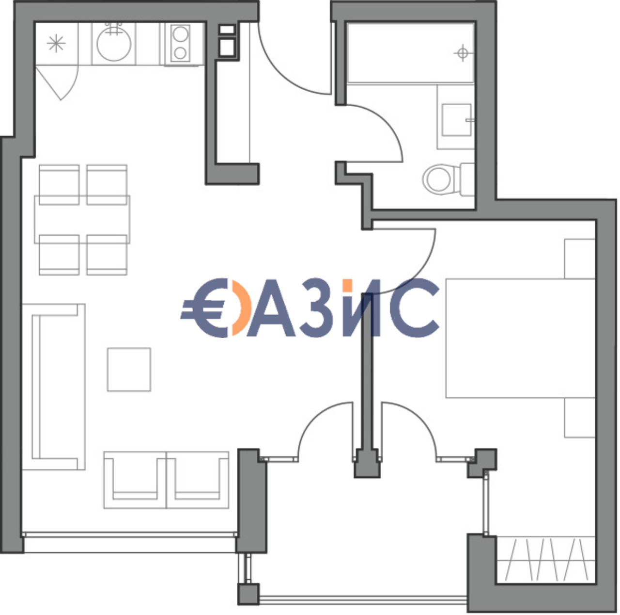 Апартаменты в Обзоре, Болгария, 56.9 м² - фото 6