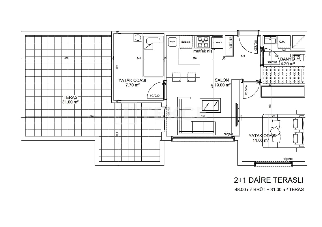 Апартаменты в Анталии, Турция, 48 м² - фото 19