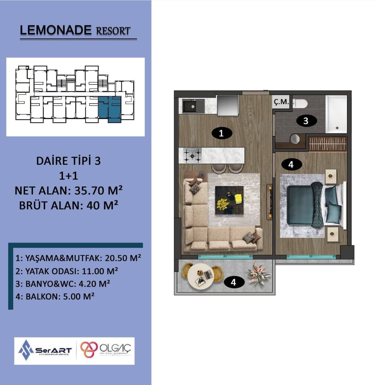 Квартира в Мерсине, Турция, 49 м² - фото 17