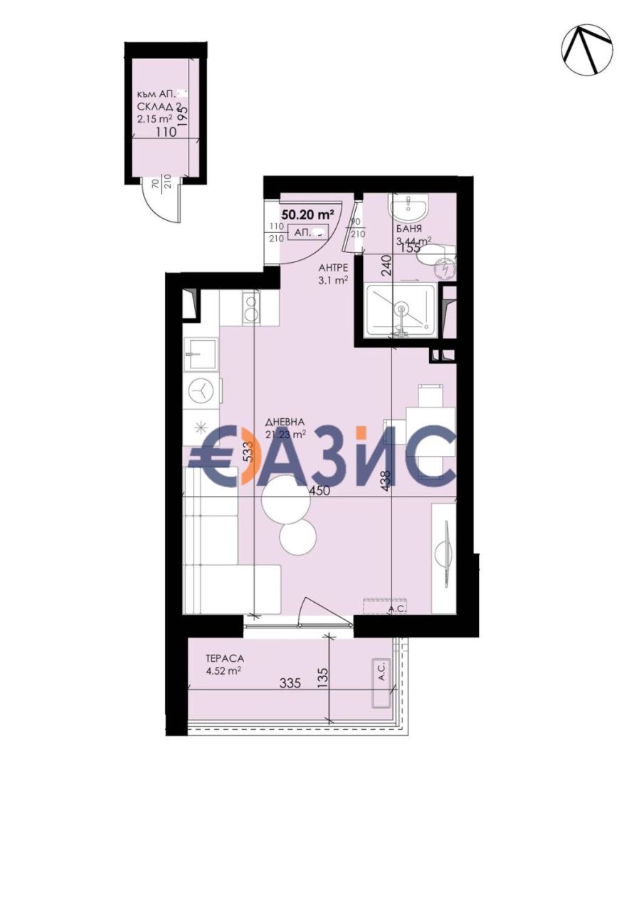 Апартаменты в Созополе, Болгария, 50.2 м² - фото 3