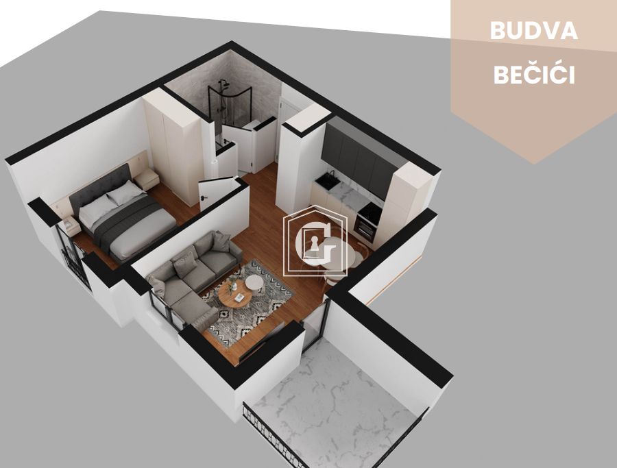 Апартаменты в Бечичи, Черногория, 34 м² - фото 1