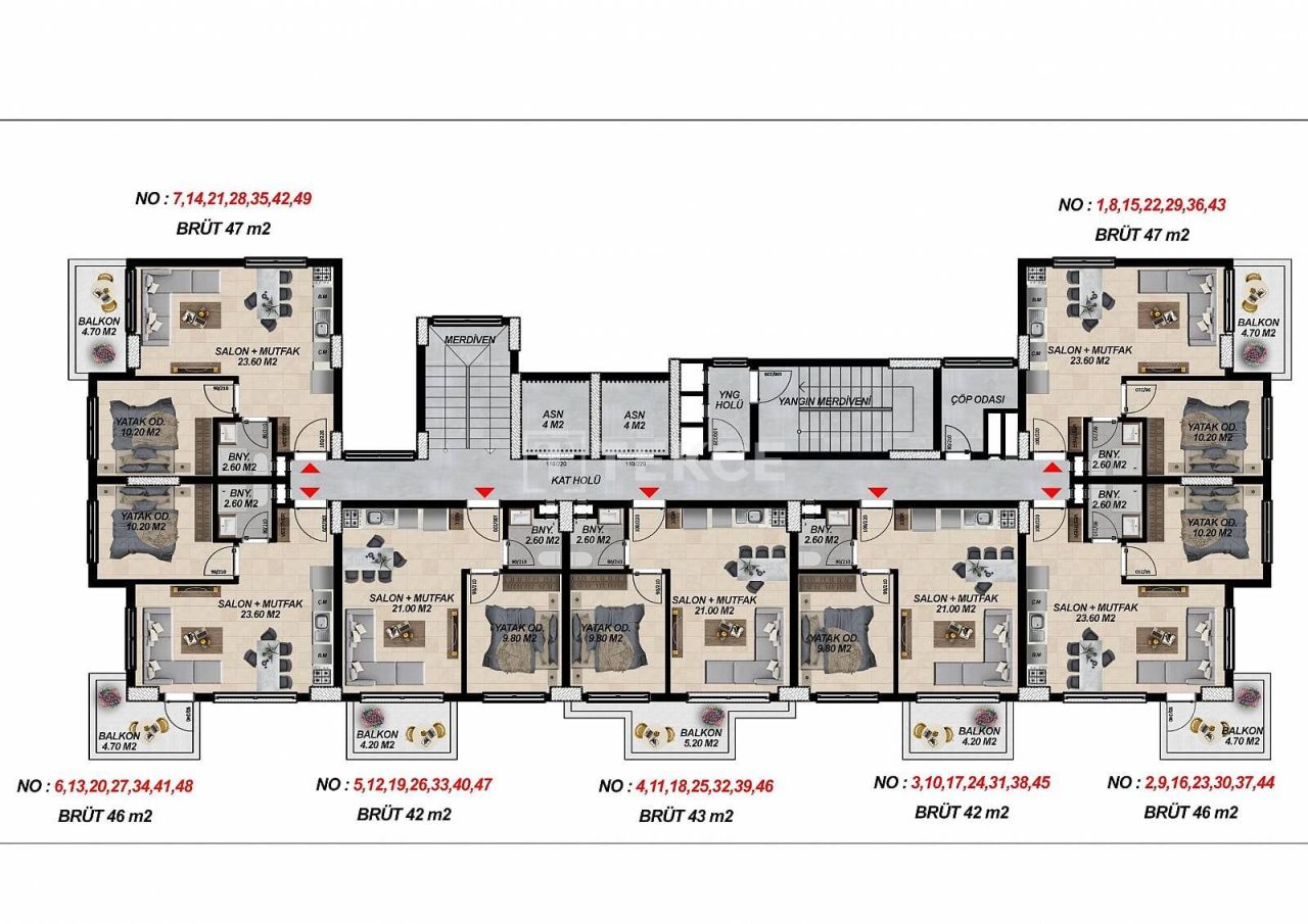 Апартаменты в Алании, Турция, 55 м² - фото 14