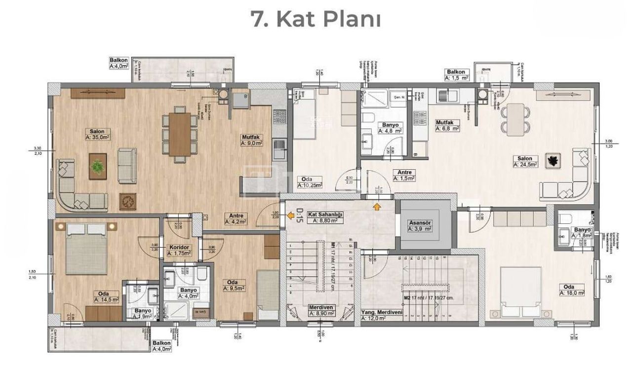 Апартаменты Конак, Турция, 96 м² - фото 14