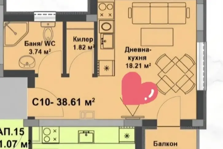 Квартира на Солнечном берегу, Болгария, 38.61 м² - фото 5