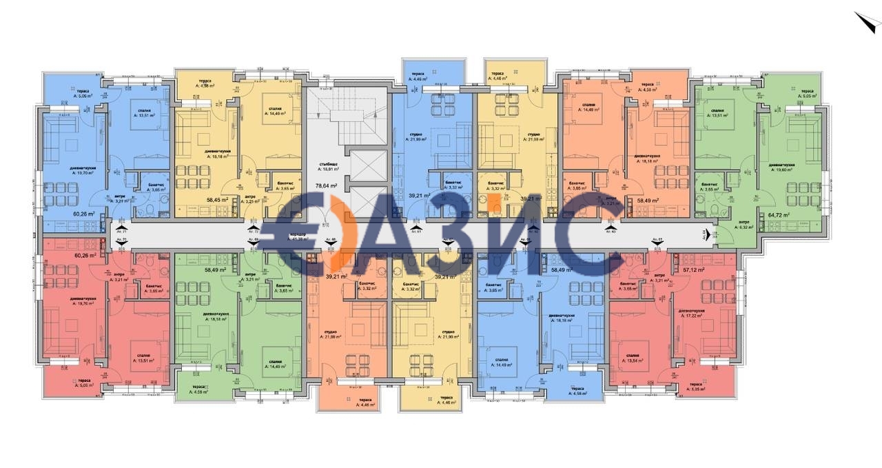 Апартаменты на Солнечном берегу, Болгария, 58.5 м² - фото 11