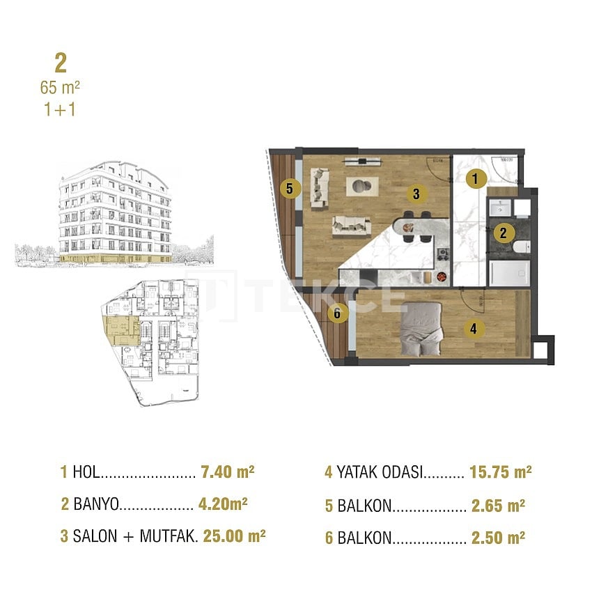 Апартаменты в Анталии, Турция, 58 м² - фото 14