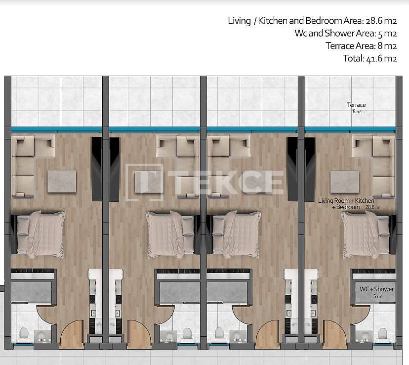 Апартаменты в Кирении, Кипр, 47 м² - фото 11