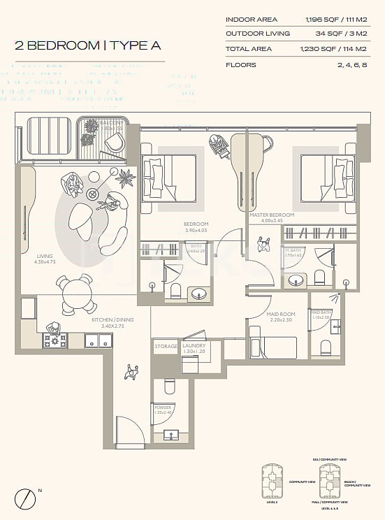 Апартаменты в Дубае, ОАЭ, 114 м² - фото 14