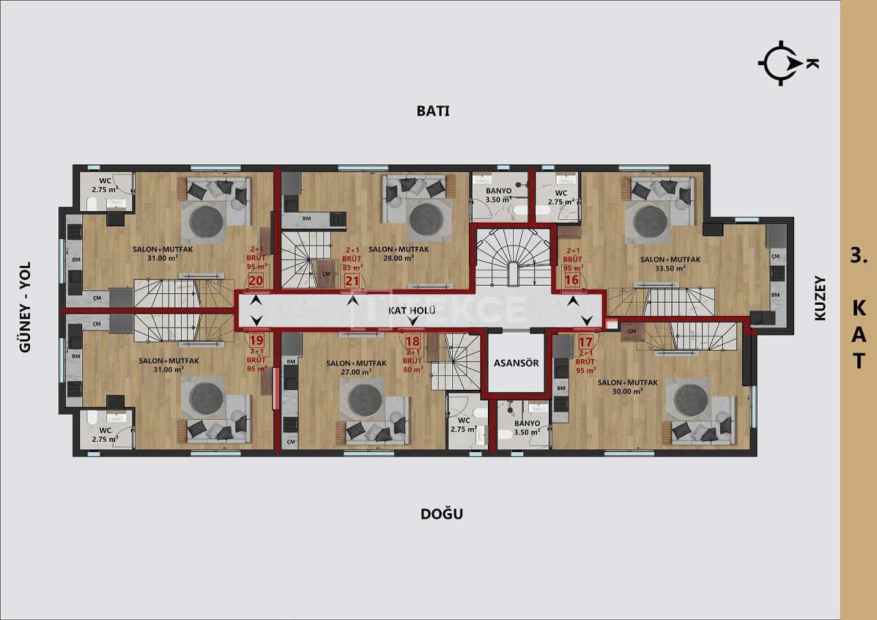 Апартаменты в Анталии, Турция, 50 м² - фото 15