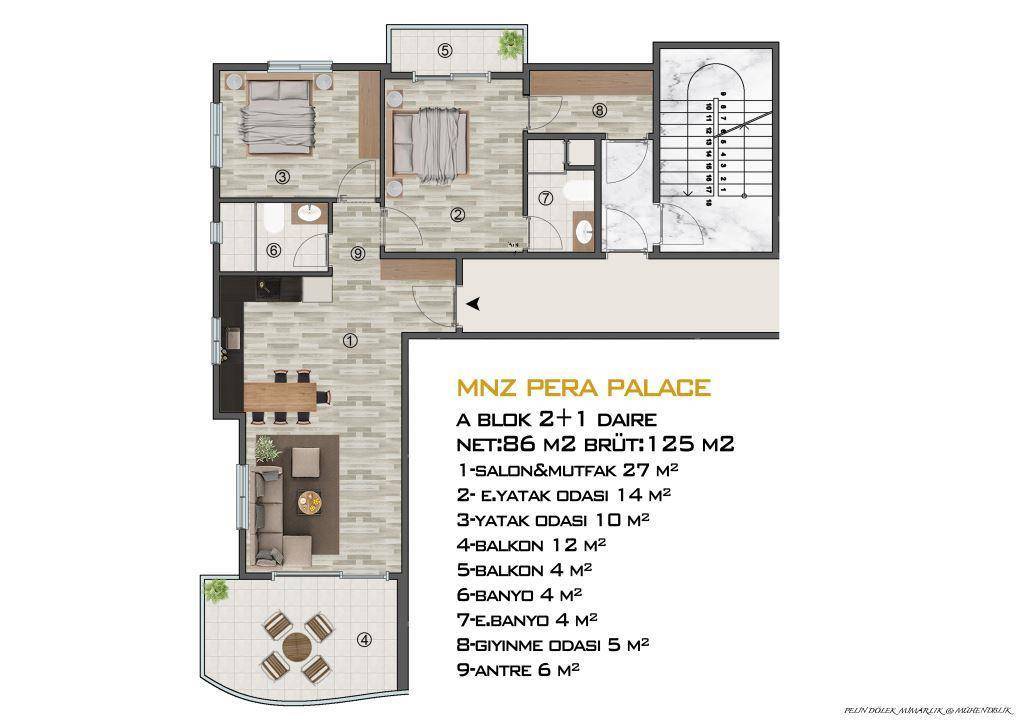 Квартира в Мерсине, Турция, 125 м² - фото 15