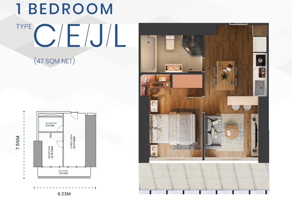 Апартаменты в Пномпене, Камбоджа, 47 м² - фото 17