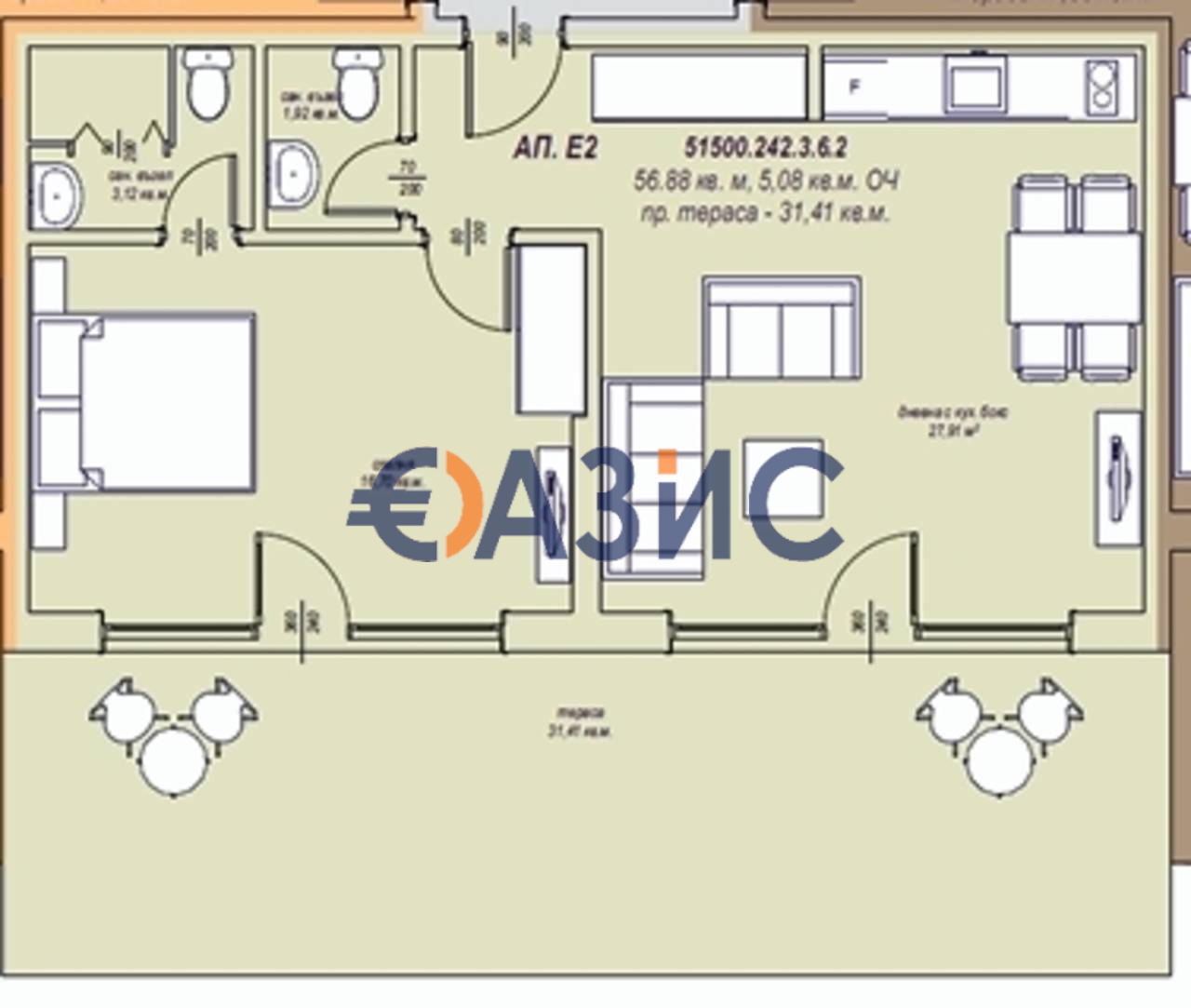 Апартаменты на Солнечном берегу, Болгария, 92.5 м² - фото 8