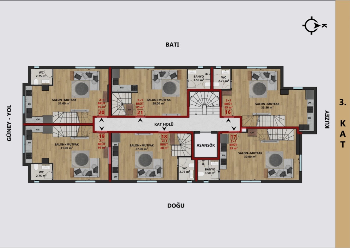 Квартира Центр, Турция, 45 м² - фото 8