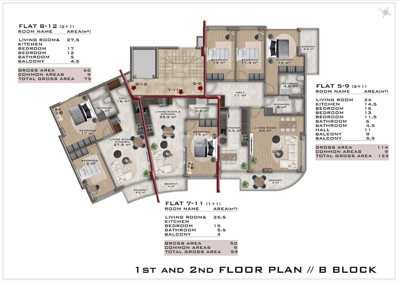 Апартаменты в Алании, Турция, 52 м² - фото 19