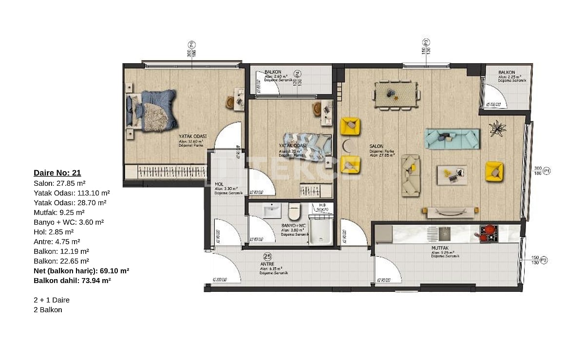 Апартаменты в Стамбуле, Турция, 78 м² - фото 17