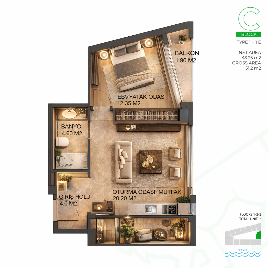 Апартаменты в Баре, Черногория, 43.25 м² - фото 7