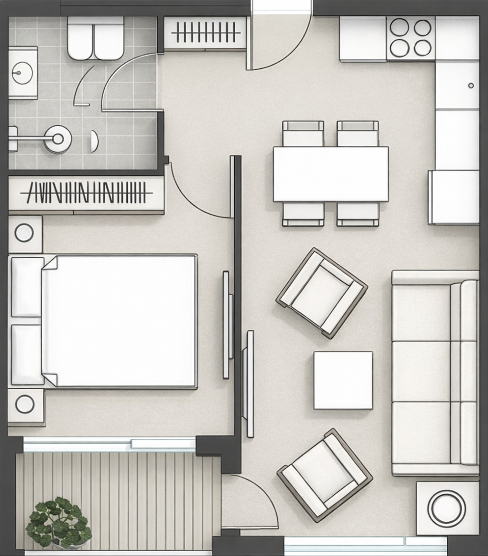 Апартаменты в Тивате, Черногория, 41.61 м² - фото 7