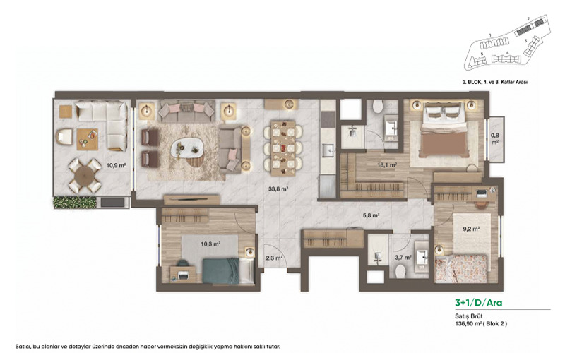 Апартаменты в Стамбуле, Турция, 105 м² - фото 3