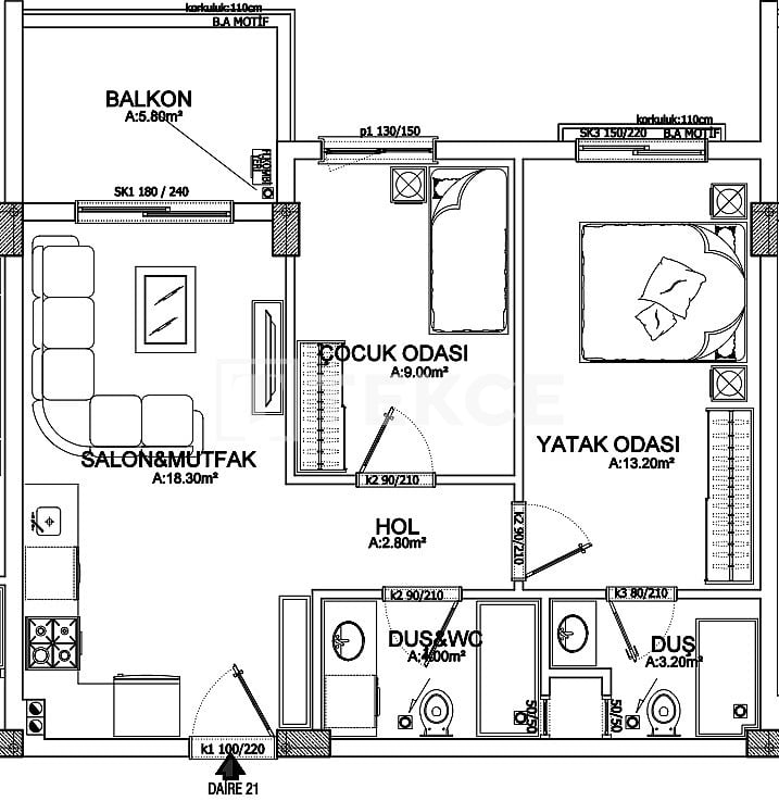 Апартаменты в Анталии, Турция, 68 м² - фото 12