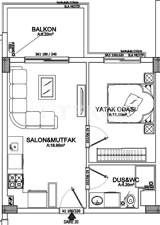 Апартаменты в Анталии, Турция, 72 м² - фото 13