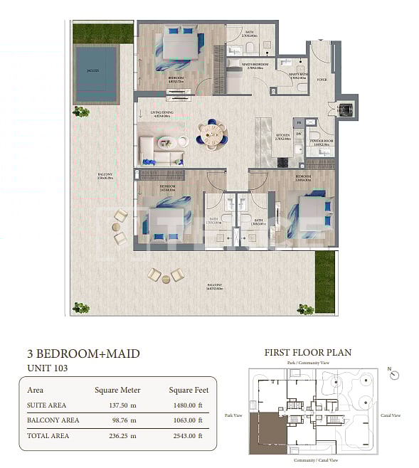 Апартаменты в Дубае, ОАЭ, 74 м² - фото 16